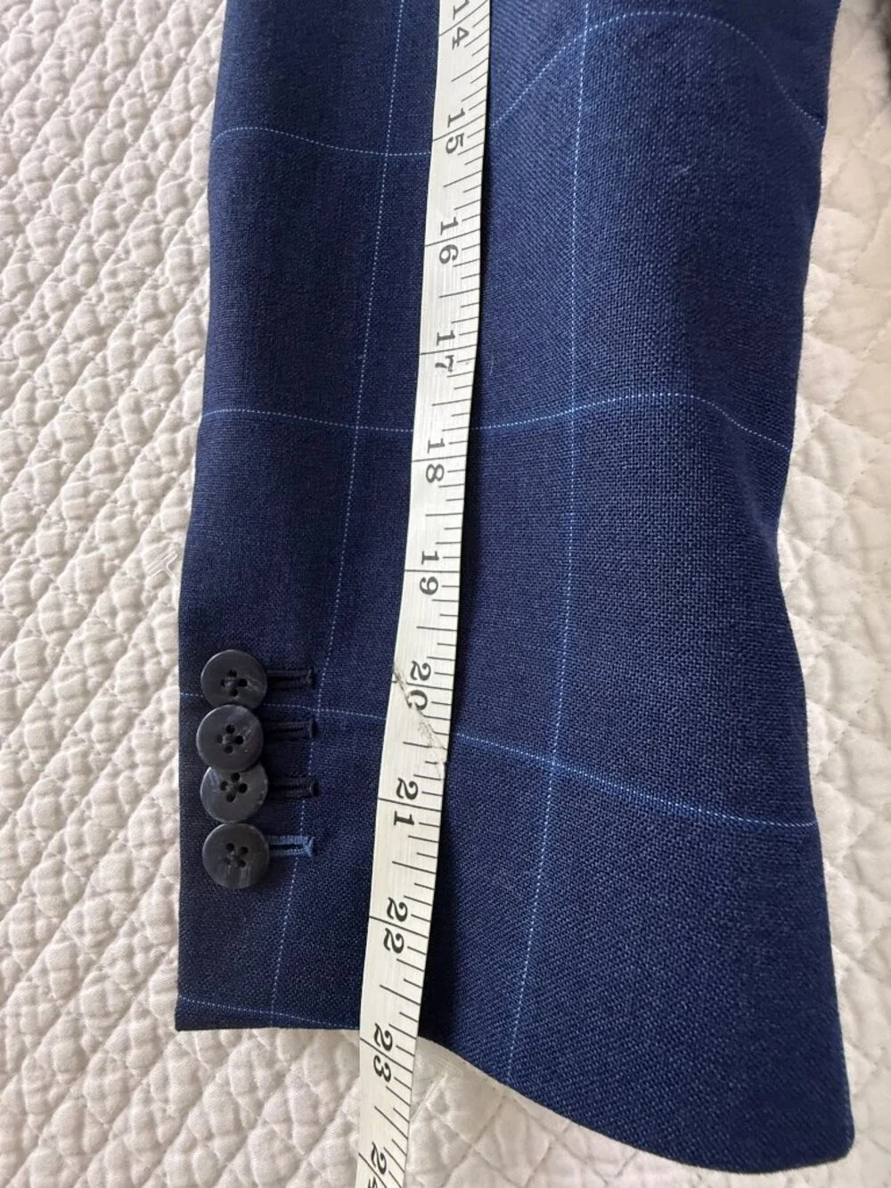 Phinneas Cole Paul Stuart All Year Wool Window Pane Suit in Navy Sz 40R 34W